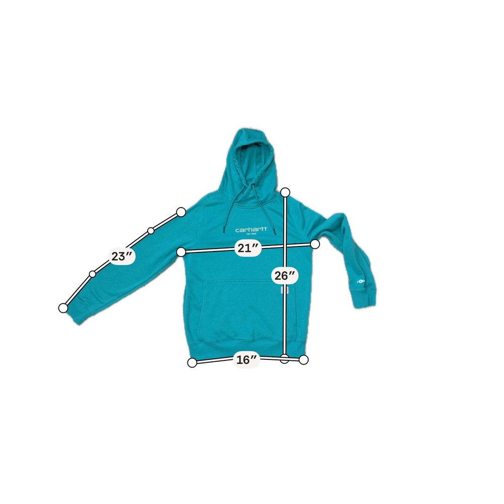Carhartt Force Teal Hoodie Womens S Relaxed Fit Workwear Gorpcore TS5569 - Picture 4 of 11